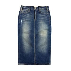 McGuire Denim Skirt Women 25 Blue Pencil Distressed Cotton Blend Made in USA